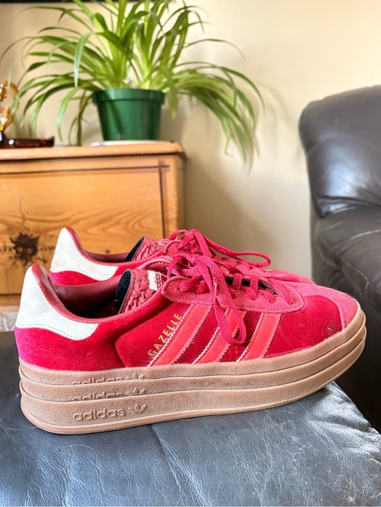 adidas Shoes - adidas Gazelle Platform Sneakers in Red with Cream Heel